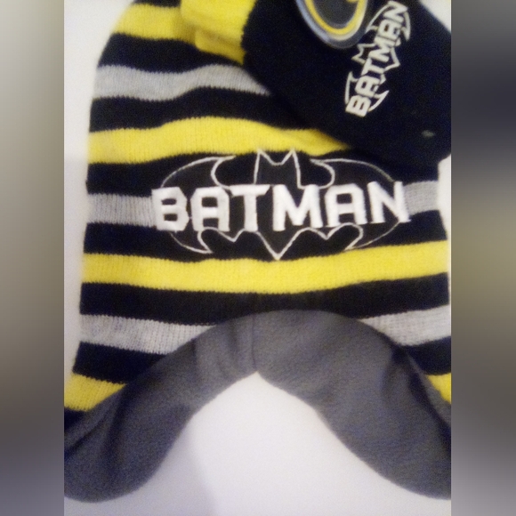 Batman DC Comics Kids Striped Peruvian Hat And Gloves Set One Size Infants - Picture 2 of 8